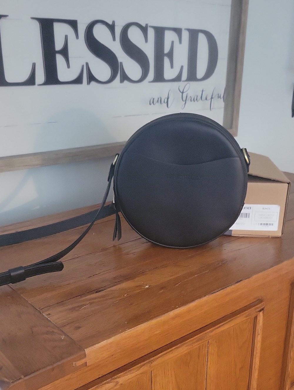 Portland Leather Goods Large Black Circle Bag